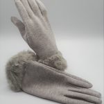 Faux Fur Wristlet Grey
